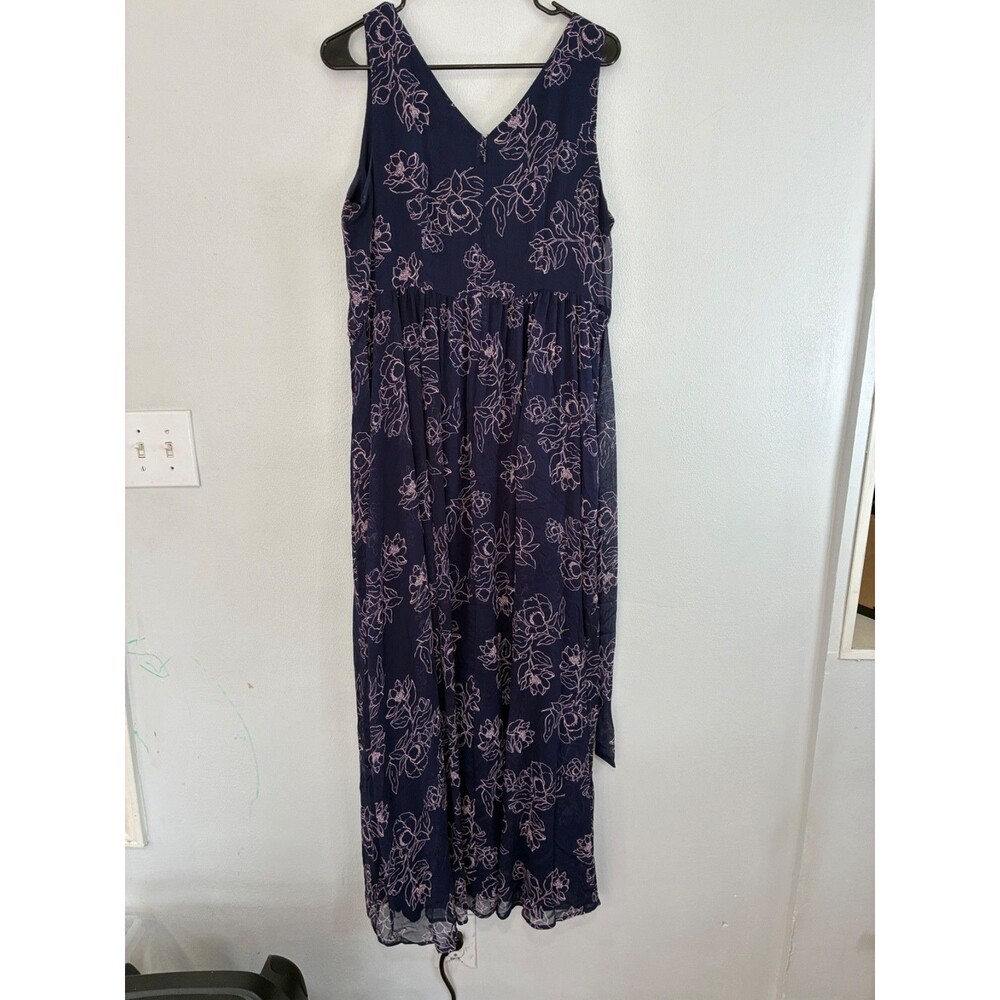 Motherhood Maternity Maxi Dress Floral Print Sleeveless Navy Boho Large